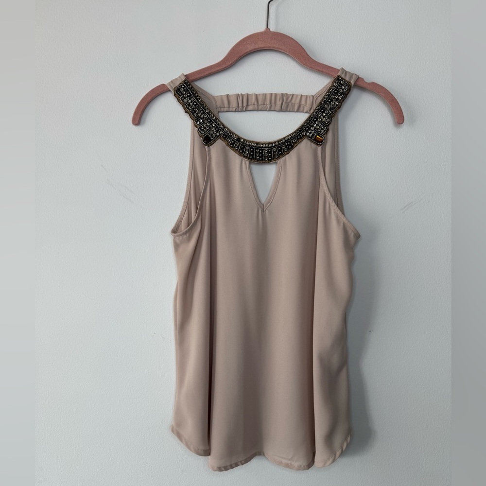 English Rose Sleeveless Embellished Tank Top